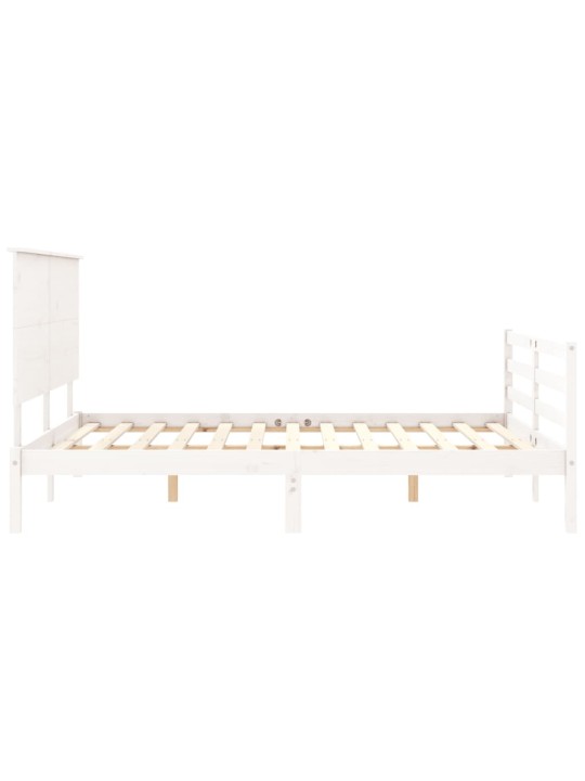Gultas rāmis ar galvgali, King size izmērs, masīvkoks, balts