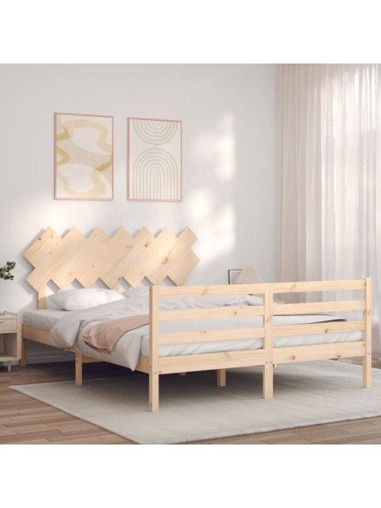 Gultas rāmis ar galvgali, King size izmērs, masīvkoks
