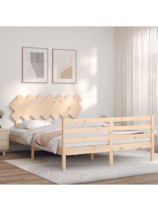 Gultas rāmis ar galvgali, King size izmērs, masīvkoks