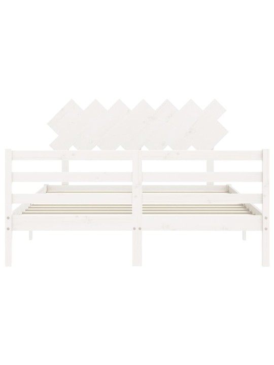 Gultas rāmis ar galvgali, King size izmērs, masīvkoks, balts
