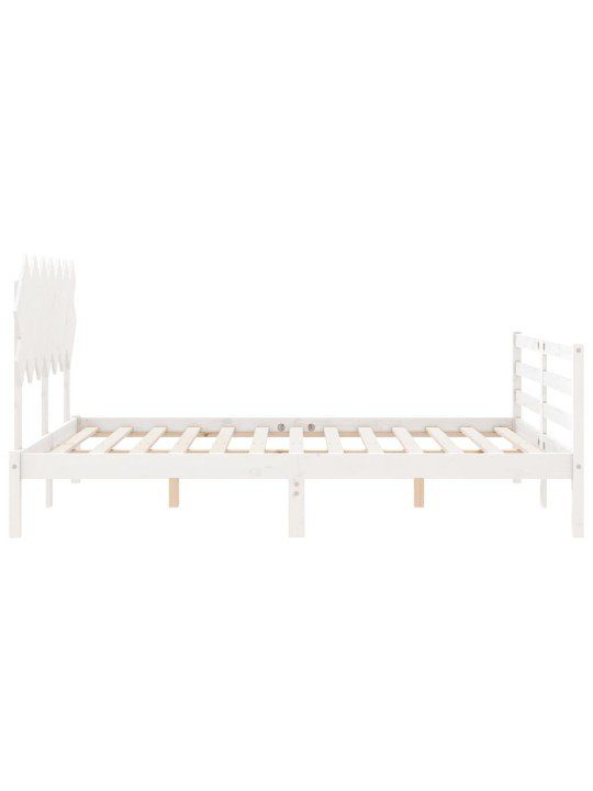 Gultas rāmis ar galvgali, King size izmērs, masīvkoks, balts