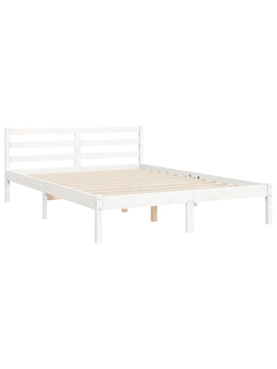 Gultas rāmis ar galvgali, King size izmērs, masīvkoks, balts
