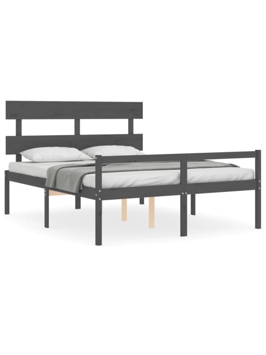 Gulta ar galvgali senioriem, king size izmērs, masīvkoks pelēks