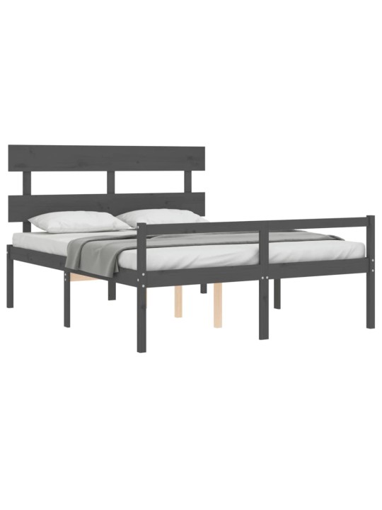 Gulta ar galvgali senioriem, king size izmērs, masīvkoks pelēks