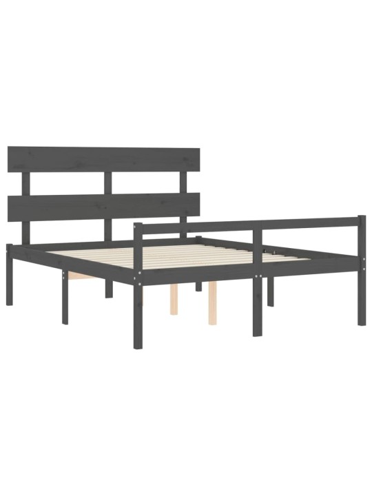 Gulta ar galvgali senioriem, king size izmērs, masīvkoks pelēks