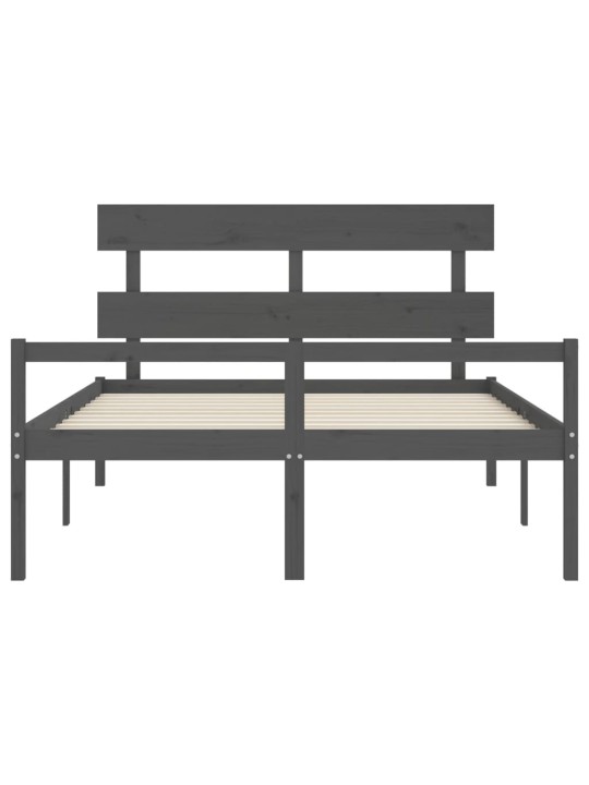 Gulta ar galvgali senioriem, king size izmērs, masīvkoks pelēks