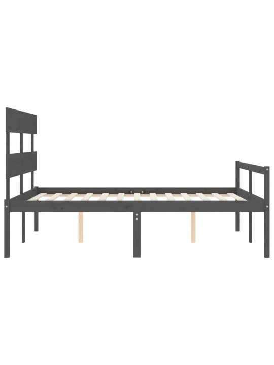 Gulta ar galvgali senioriem, king size izmērs, masīvkoks pelēks