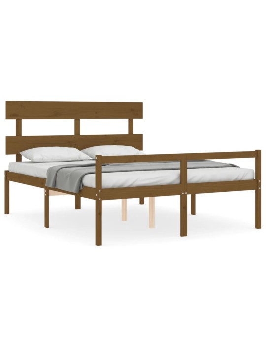 Gulta ar galvgali senioriem, king size, masīvkoks, medus brūns