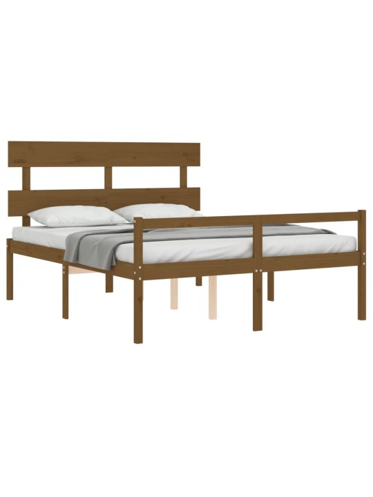 Gulta ar galvgali senioriem, king size, masīvkoks, medus brūns