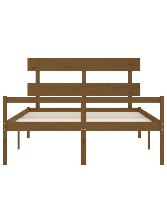 Gulta ar galvgali senioriem, king size, masīvkoks, medus brūns