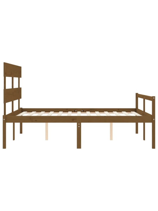 Gulta ar galvgali senioriem, king size, masīvkoks, medus brūns