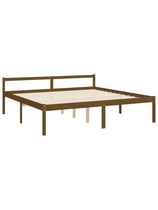 Gulta ar galvgali senioriem, medus brūns, 200x200 cm, masīvkoks