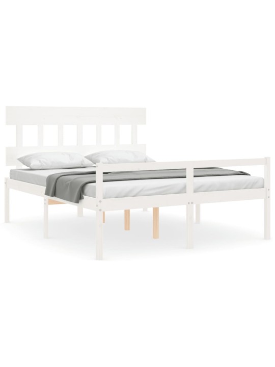 Gulta ar galvgali senioriem, king size izmērs, masīvkoks, balts