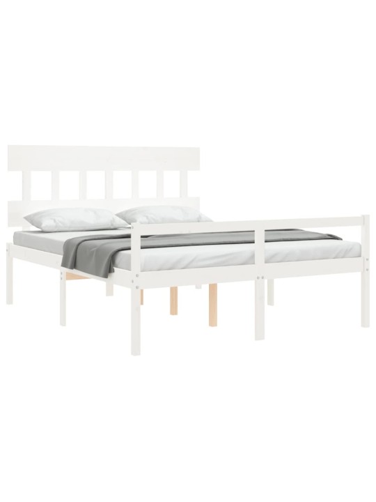 Gulta ar galvgali senioriem, king size izmērs, masīvkoks, balts