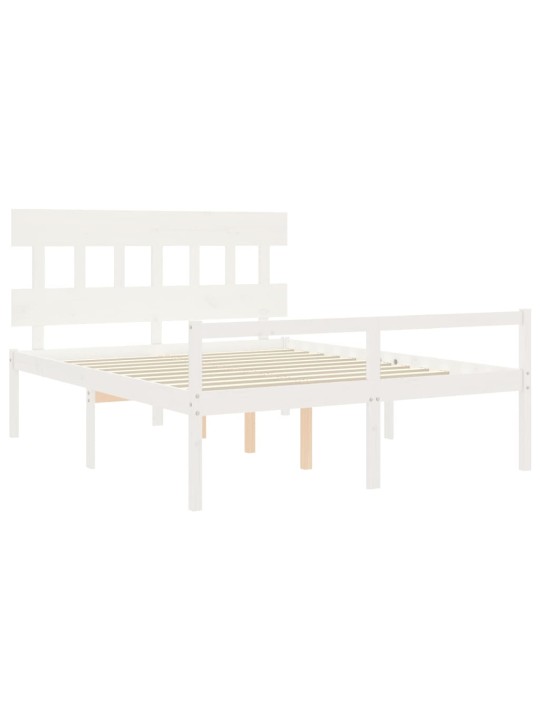 Gulta ar galvgali senioriem, king size izmērs, masīvkoks, balts