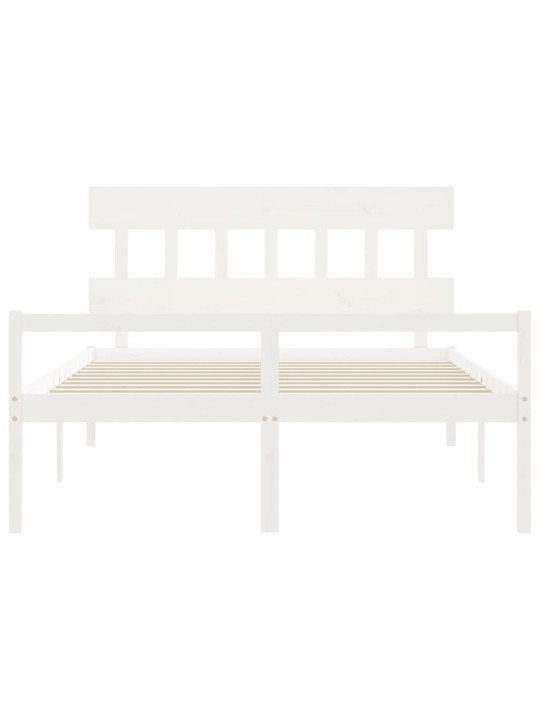 Gulta ar galvgali senioriem, king size izmērs, masīvkoks, balts