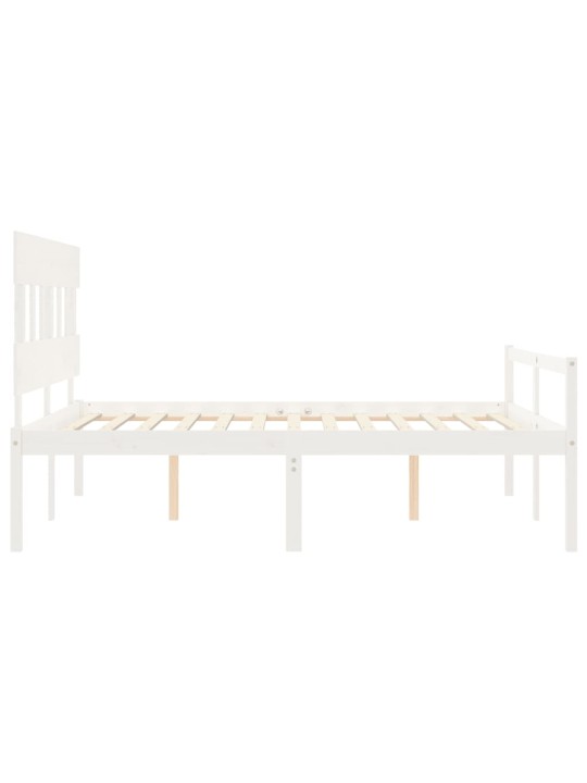 Gulta ar galvgali senioriem, king size izmērs, masīvkoks, balts