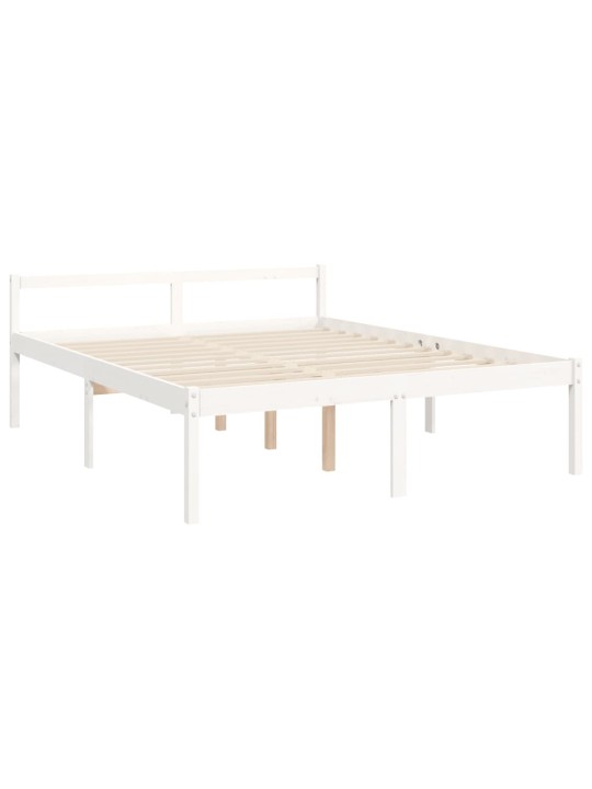 Gulta ar galvgali senioriem, king size izmērs, masīvkoks, balts