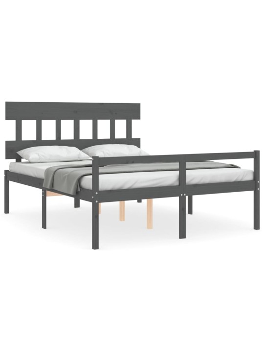 Gulta ar galvgali senioriem, king size izmērs, masīvkoks pelēks
