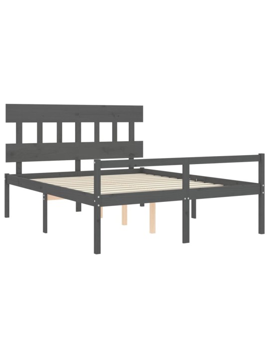 Gulta ar galvgali senioriem, king size izmērs, masīvkoks pelēks