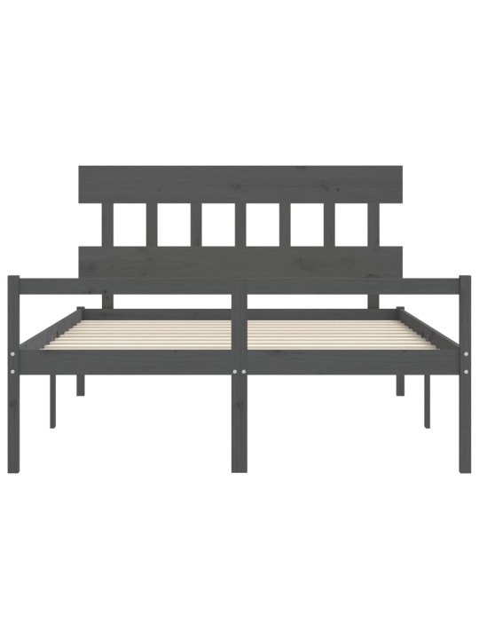 Gulta ar galvgali senioriem, king size izmērs, masīvkoks pelēks