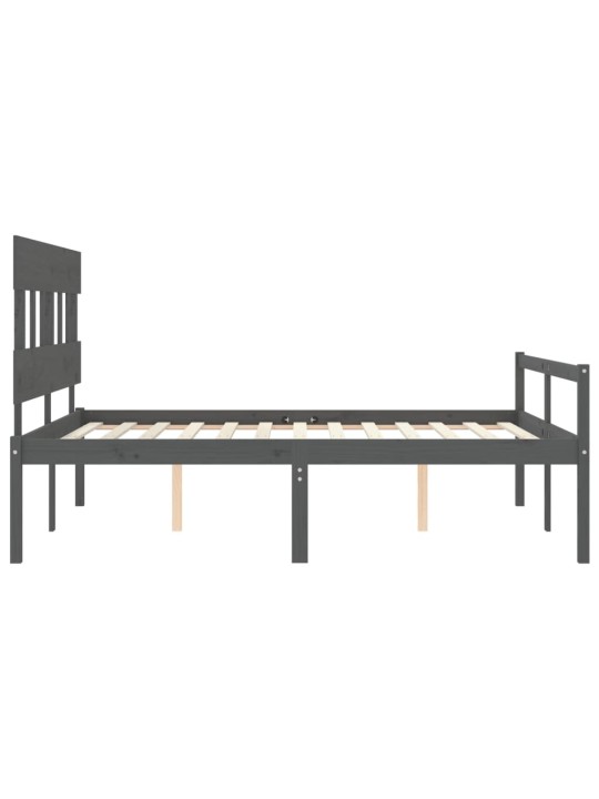 Gulta ar galvgali senioriem, king size izmērs, masīvkoks pelēks