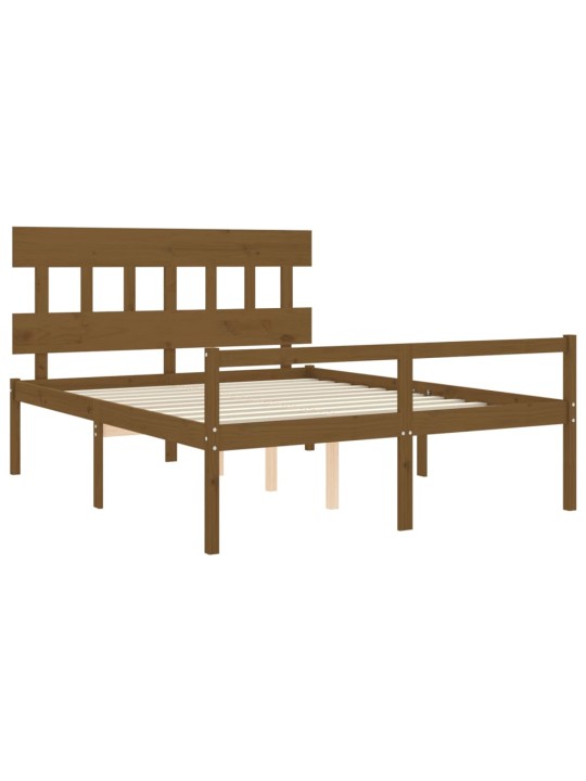 Gulta ar galvgali senioriem, king size, masīvkoks, medus brūns