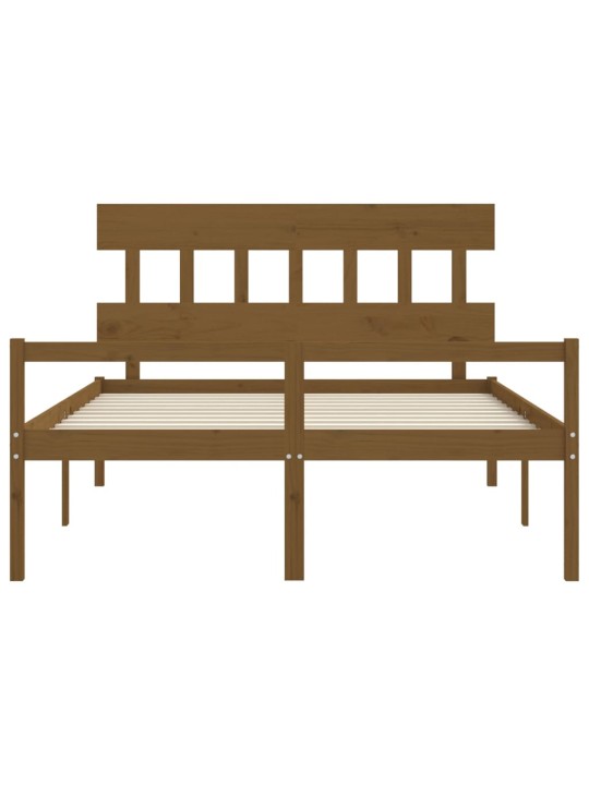 Gulta ar galvgali senioriem, king size, masīvkoks, medus brūns