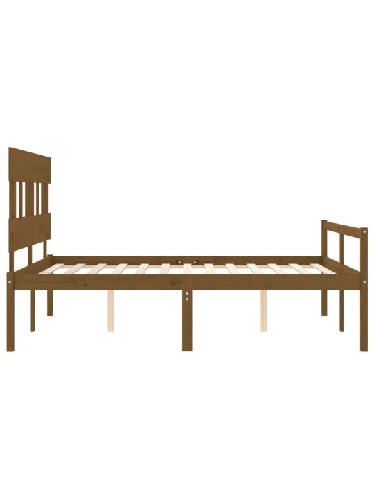 Gulta ar galvgali senioriem, king size, masīvkoks, medus brūns