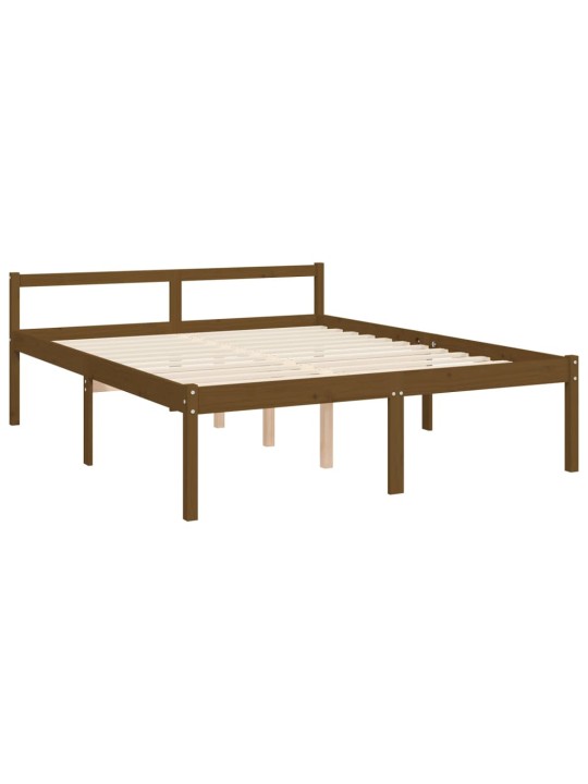 Gulta ar galvgali senioriem, king size, masīvkoks, medus brūns