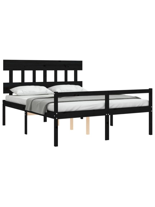 Gulta ar galvgali senioriem, king size izmērs, masīvkoks, melns
