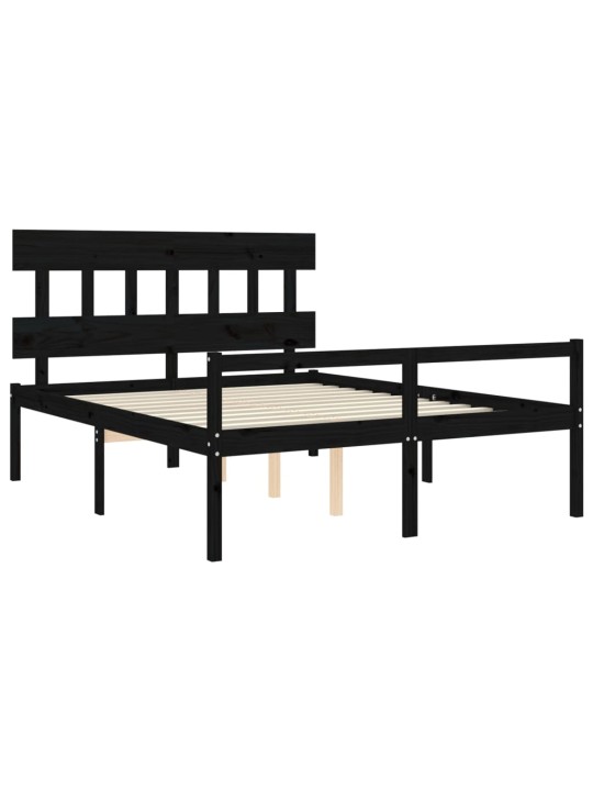 Gulta ar galvgali senioriem, king size izmērs, masīvkoks, melns