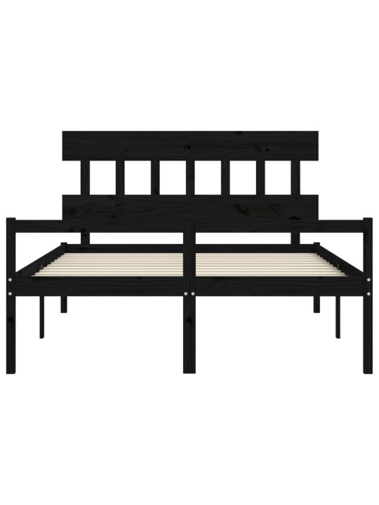 Gulta ar galvgali senioriem, king size izmērs, masīvkoks, melns