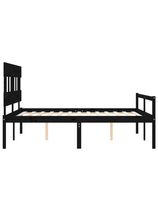 Gulta ar galvgali senioriem, king size izmērs, masīvkoks, melns