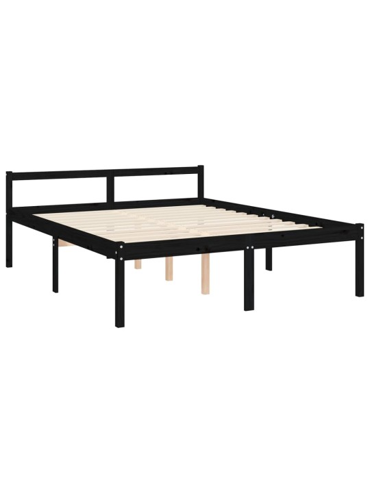 Gulta ar galvgali senioriem, king size izmērs, masīvkoks, melns