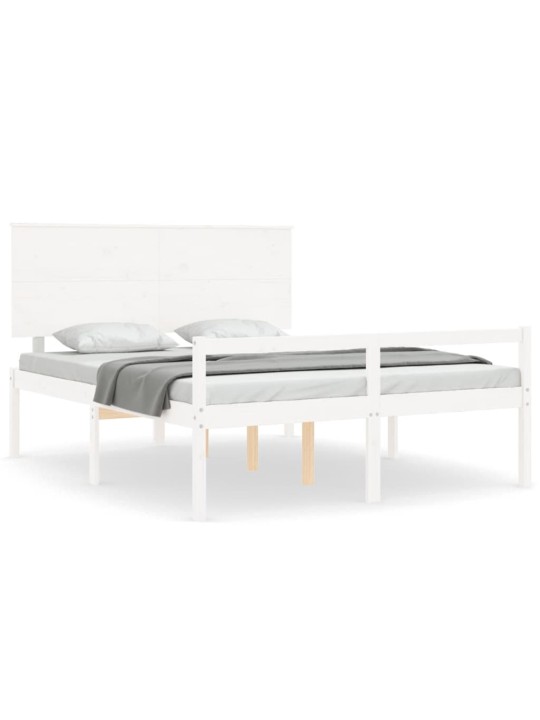 Gulta ar galvgali senioriem, king size izmērs, masīvkoks, balts