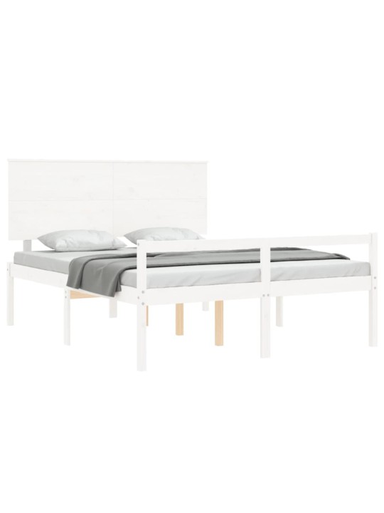 Gulta ar galvgali senioriem, king size izmērs, masīvkoks, balts