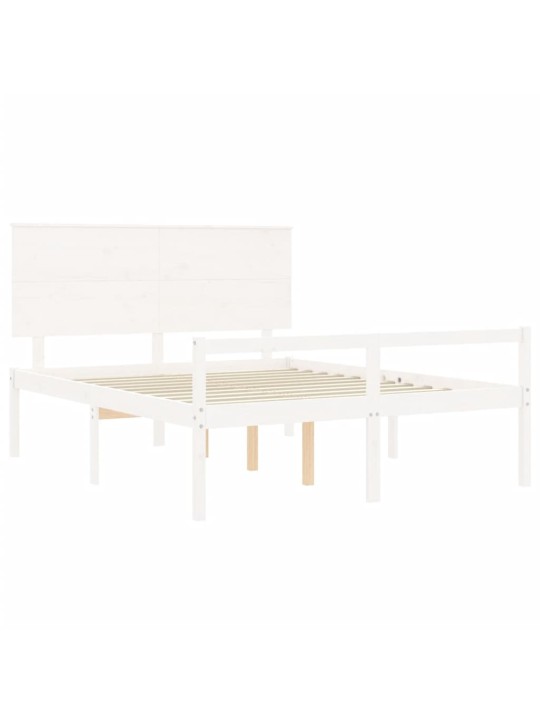 Gulta ar galvgali senioriem, king size izmērs, masīvkoks, balts