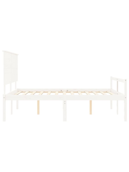 Gulta ar galvgali senioriem, king size izmērs, masīvkoks, balts
