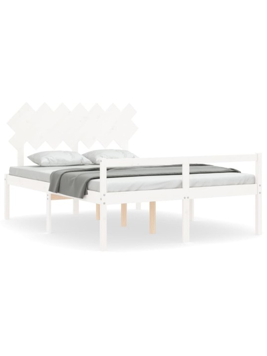 Gulta ar galvgali senioriem, king size izmērs, masīvkoks, balts