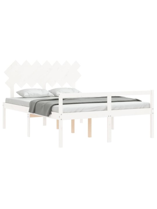 Gulta ar galvgali senioriem, king size izmērs, masīvkoks, balts