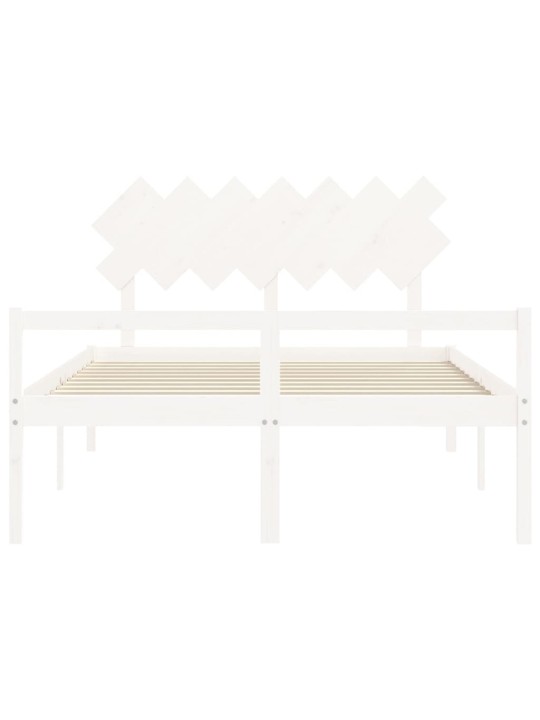 Gulta ar galvgali senioriem, king size izmērs, masīvkoks, balts