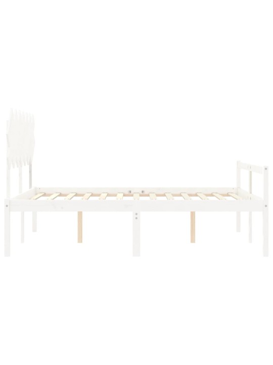 Gulta ar galvgali senioriem, king size izmērs, masīvkoks, balts