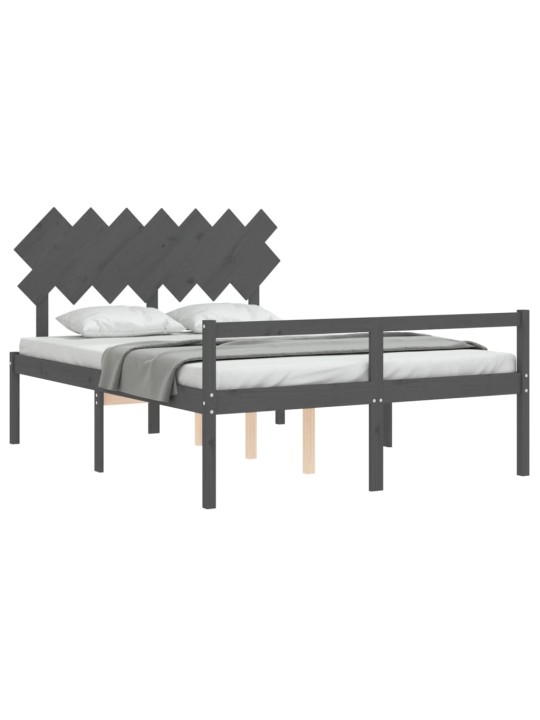 Gulta ar galvgali senioriem, king size izmērs, masīvkoks pelēks