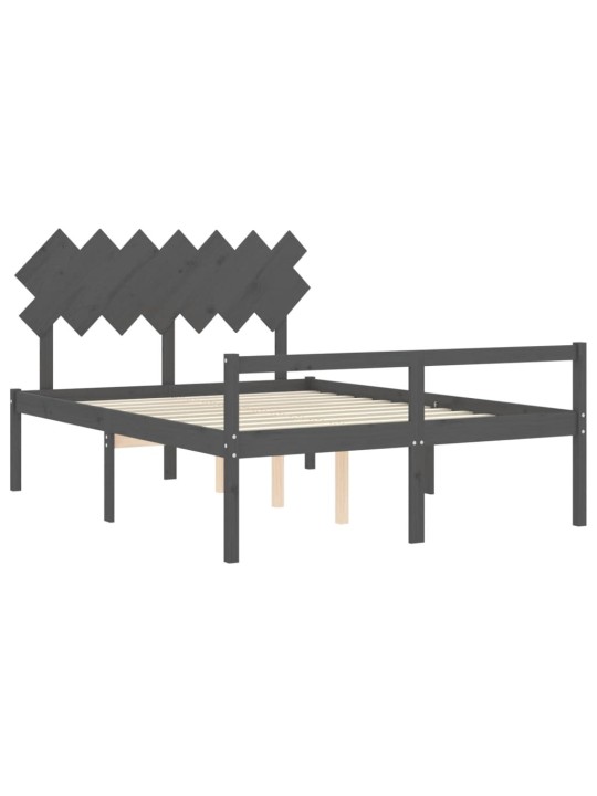 Gulta ar galvgali senioriem, king size izmērs, masīvkoks pelēks