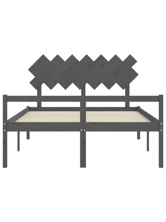 Gulta ar galvgali senioriem, king size izmērs, masīvkoks pelēks