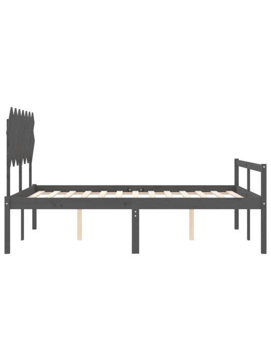 Gulta ar galvgali senioriem, king size izmērs, masīvkoks pelēks