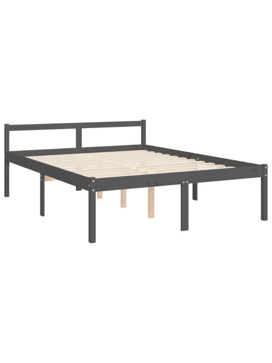Gulta ar galvgali senioriem, king size izmērs, masīvkoks pelēks