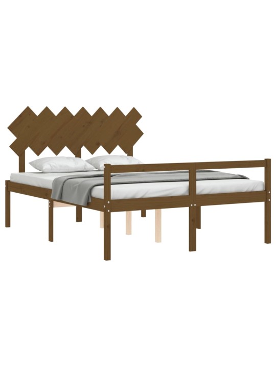 Gulta ar galvgali senioriem, king size, masīvkoks, medus brūns