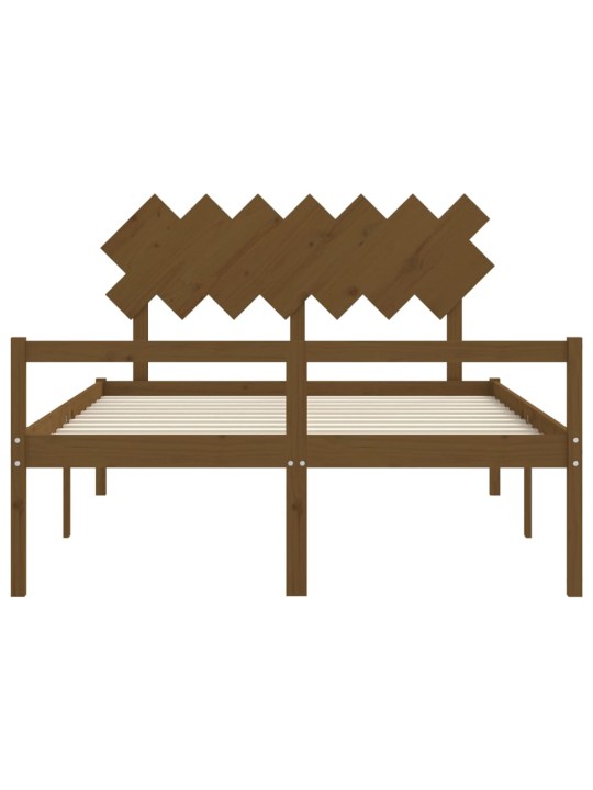 Gulta ar galvgali senioriem, king size, masīvkoks, medus brūns